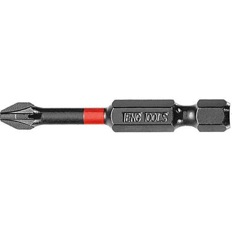 Teng 1/4in PZ#1 impact screwdriver bit, 50mm long, designed for durability, ideal for woodworking and metalwork.