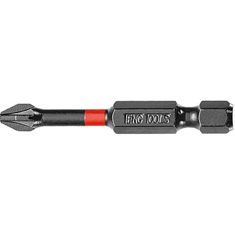 Teng 1/4in PZ#2 Impact Screwdriver Bit 50mm for high durability and efficient screw-driving with reduced cam-out.