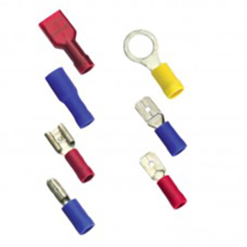 Champion Female Lanced Push-On Terminal set - 100pk for secure electrical connections in automotive, marine, and home projects.