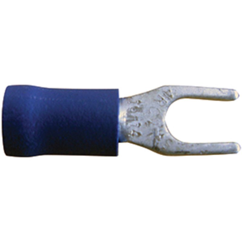 Champion Blue Spade Terminal featuring durable construction, vibrant blue color for visibility, ideal for various electrical projects.