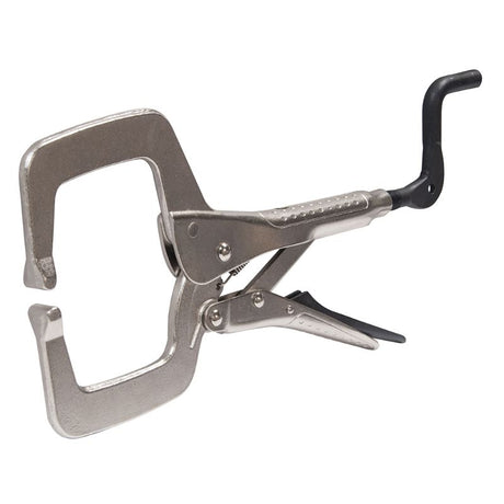 Stronghand Plier 350mm with crank handle, round tips, and non-slip grip for superior clamping and quick adjustments.