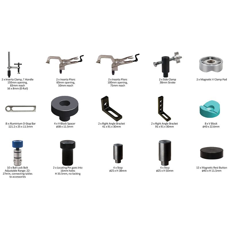 Stronghand Rhino Cart 66pc kit featuring essential clamps, pliers, magnetic pads, and accessories for welding and fabrication.