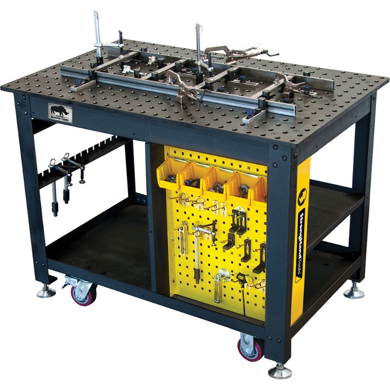 Stronghand Rhino Cart with a 1200 x 750mm tabletop and 66-piece kit, designed for precision in welding and fabrication tasks.