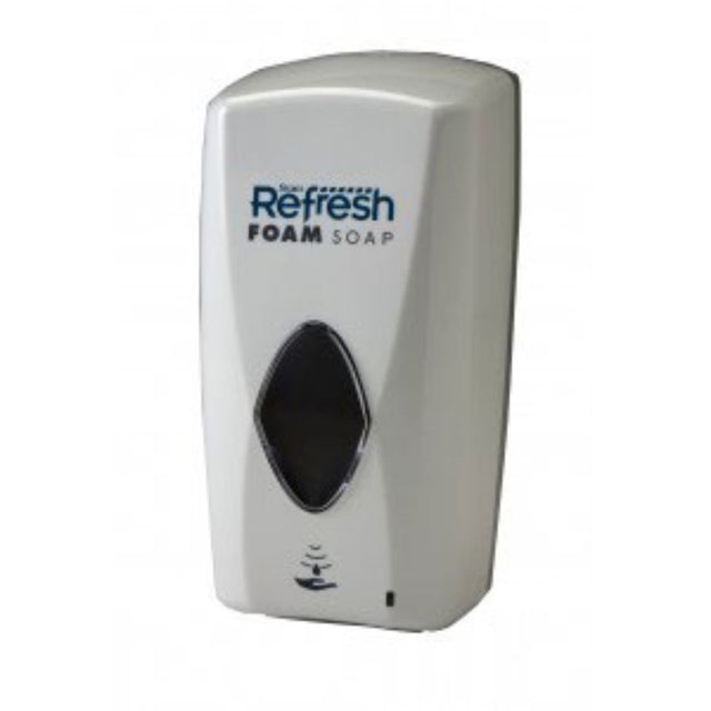 Stoko Refresh Touch-Free Dispenser: wall-mounted hand sanitiser, touch-free operation, kills 99.9% of germs, low battery indicators.