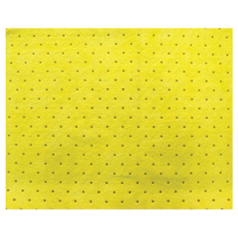 Yellow ISL Aorbent Mat, 500x400mm, absorbs 0.9L of chemical fluids, ideal for safe spill response in labs and industries.