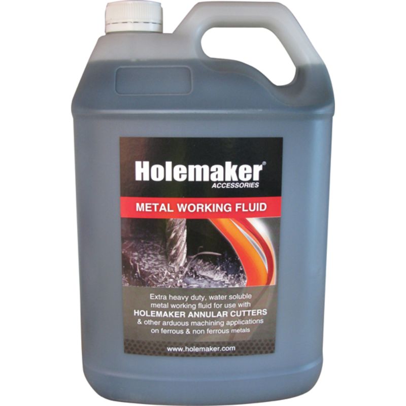 Holemaker Cutting Fluid 5 Litre: water-soluble formula enhances metalworking, prolongs tool life, and prevents rust and bacteria.