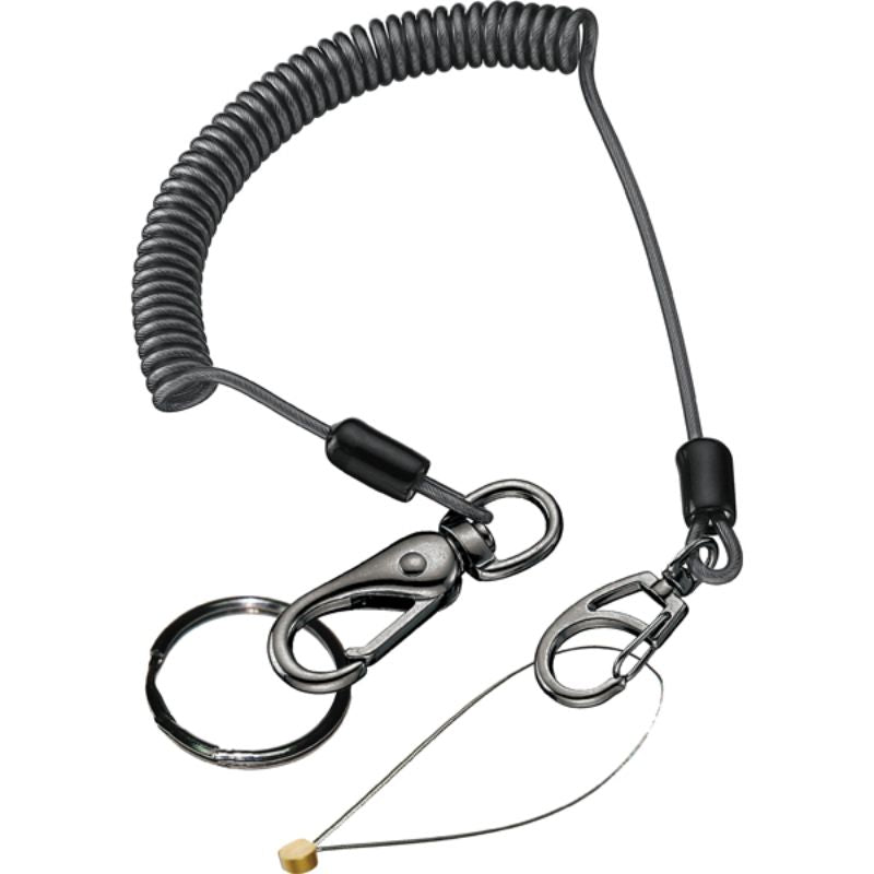 Teng Safety Lanyard Wire with 3kg capacity, stretchable from 430-1600mm, features secure locking wire and swivel spring hooks.