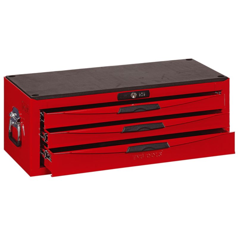 Teng 3-Dr. 8-Series toolbox with 3 spacious drawers, lockable design, and durable red lacquered steel construction.