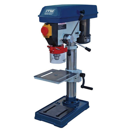 ITM Bench Drill Press with 13mm capacity, 375W motor, 5-speed settings, and safety features for versatile drilling projects.