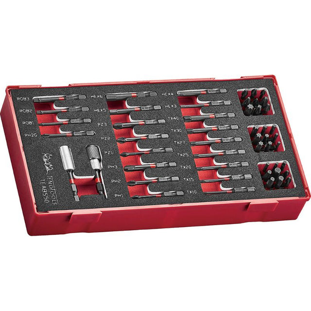 Teng 50pc Impact Bits Set in durable TC tray, featuring organized bits for versatility in DIY and professional projects.