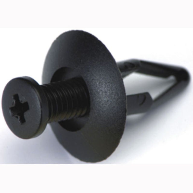 Black Champion Scrivet Clip 20mm, 5-pack; durable fastening solution for various projects, featuring an 8mm hole size.