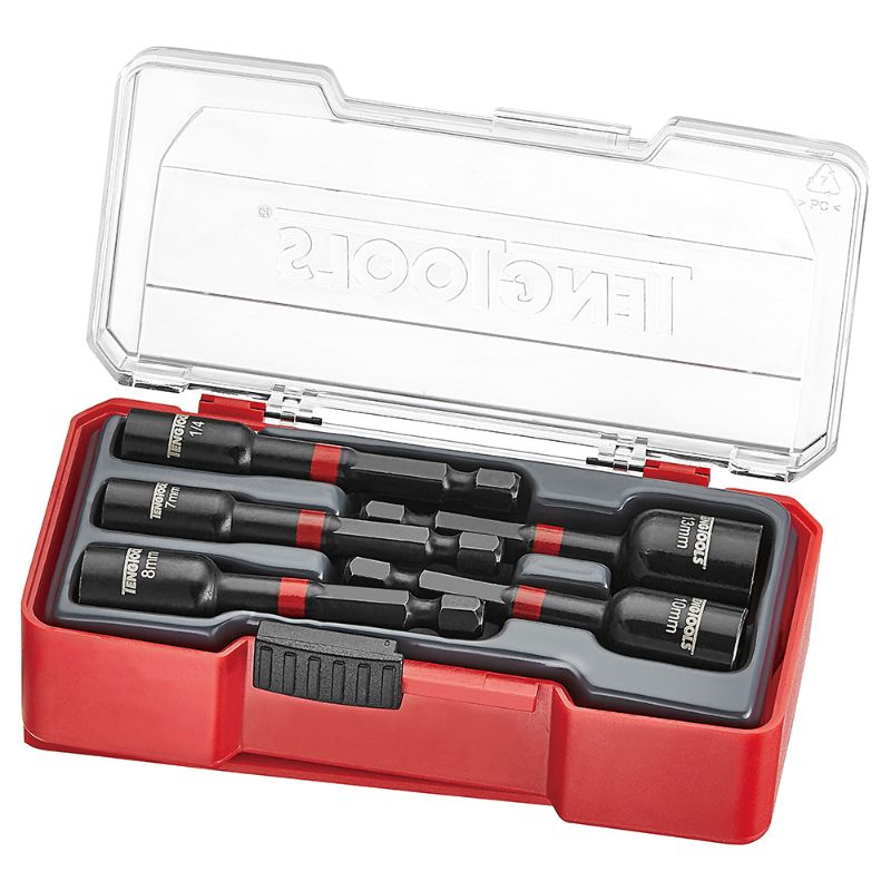 Teng 5pc Impact Nut Setter Set featuring 6-point metric sockets, magnets for secure fastening, and a clear storage tray.