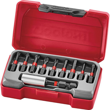 Teng 10pc Super Mini Impact Bits Set with durable 30mm bits, magnetic holder, and compact case for easy DIY tasks.