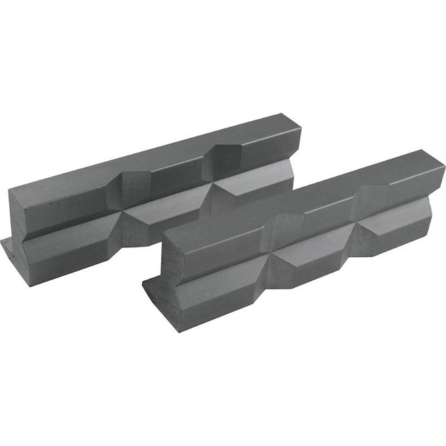 Aluminum magnetic vice jaws with prism face, 125mm, protect work pieces from damage during machining tasks.