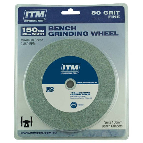ITM 150x25mm Grinding Wheel, 80 Grit Fine, with multi bore system for universal fit on various shaft sizes. Perfect for smooth grinding.