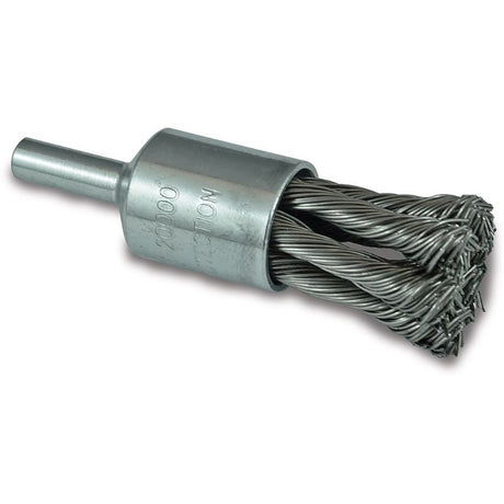 ITM Twist Knot End Brush, 25mm stainless steel, ideal for rust removal and metal cleaning, 20,000 RPM, durable design.