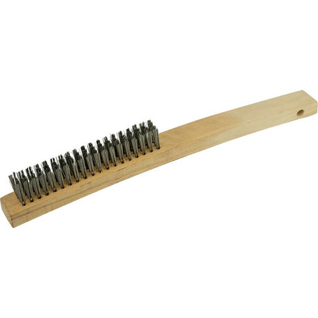 ITM Wire Brush 353mm with 3 steel bristle rows, ideal for scrubbing, deburring, and surface preparation in various applications.