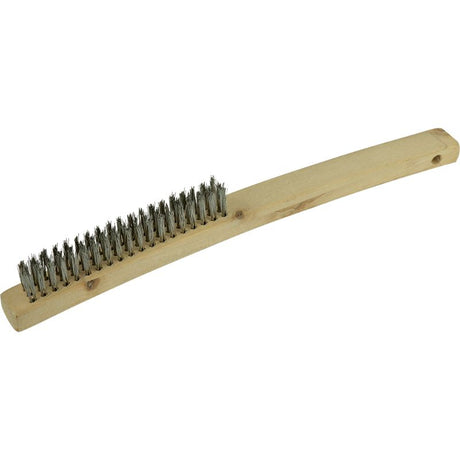 ITM Stainless Steel Wire Brush, 353mm, 3 rows of bristles, ideal for rust removal and cleaning tough surfaces.