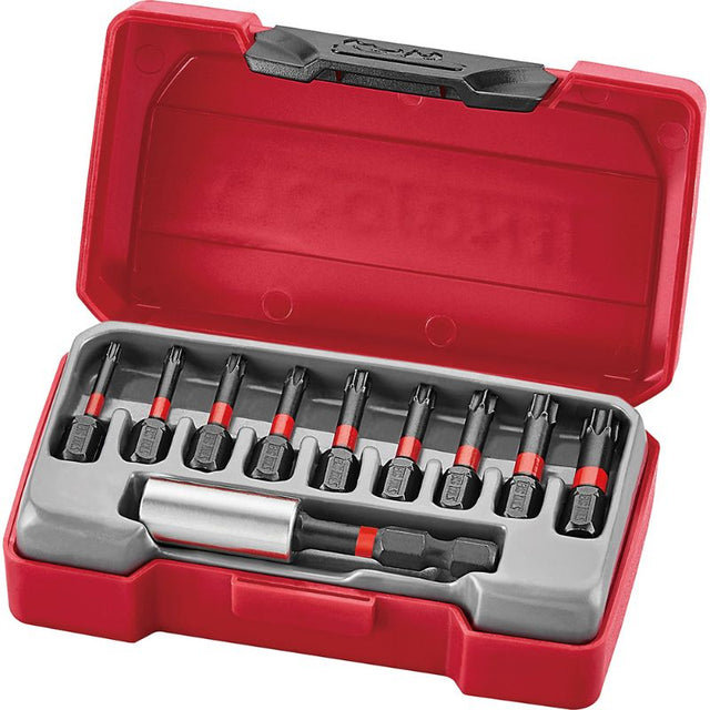 Teng 10pc Super Mini Impact TX Bits Set, featuring 30mm bits, high torsion strength, and a 60mm magnetic bit holder in a compact case.