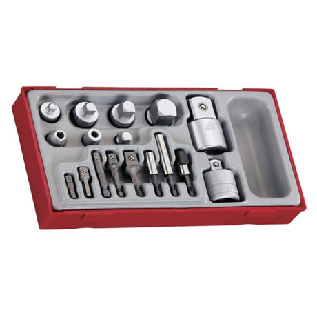 Teng 17pc Multi-Drive Adaptor Set in TC-Tray, featuring versatile adaptors for multiple drive applications and organized storage.