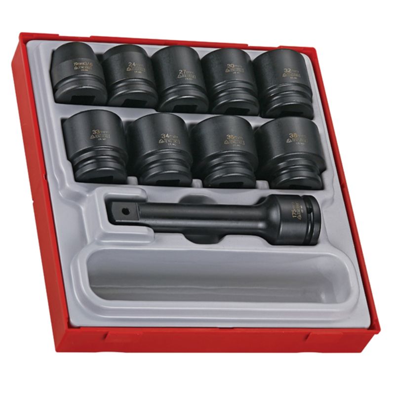 Teng 16pc 3/4in Dr. Impact Socket Set in TC tray, featuring durable Chrome Molybdenum sockets for versatile automotive repairs.