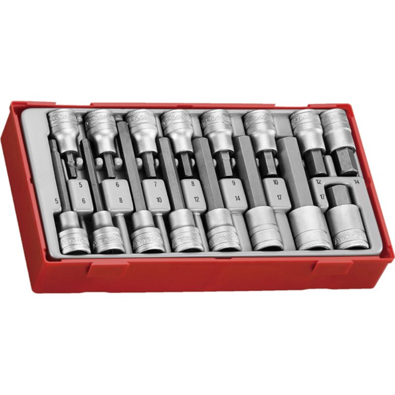 Teng 16pc hex bit socket set featuring 1/2in drive, durable satin finish, and organized in a portable TC-Tray.