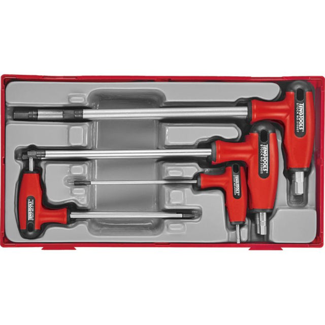 Teng 7pc T-Handle Metric Hex Driver Set with bi-material handles, precision hex keys, and a sturdy tray for easy organization.