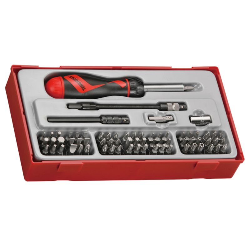 Teng 74pc MD Ratchet S/Driver Bits Set in TC tray with various bits for versatile DIY and professional use.