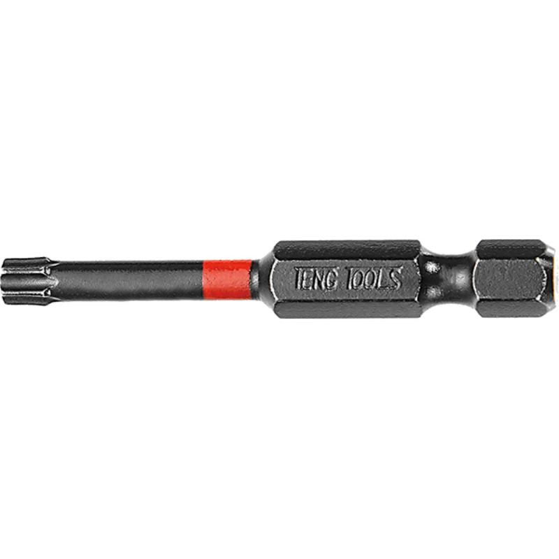 Teng 1/4in TX10 Impact Screwdriver Bit, 50mm long, designed for precise torque-driven tasks with durability and minimal cam-out.