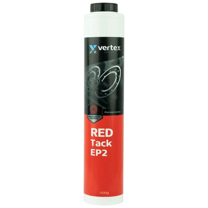 Vertex Red Tack EP2 Grease Cartridge, 400gm, offers high-performance lubrication for heavy-duty machinery and extreme conditions.