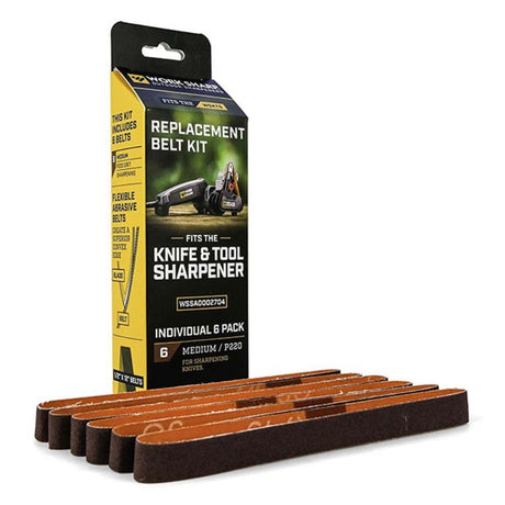 WS 6pc replacement belt pack in brown, 220 grit, ideal for sharpening tools with precision using WSKTS system.