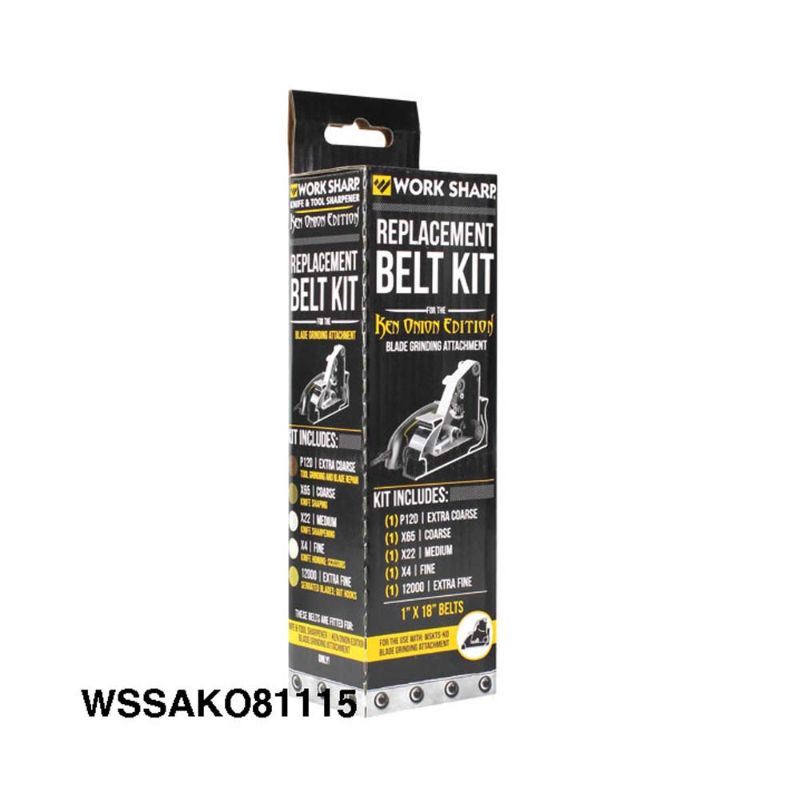 WS 5pc Blade Grinder Replacement Belt Pack for sharpening knives, includes various grits for optimal edge maintenance.