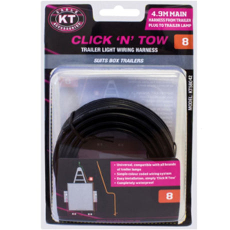 KT C'N'T 5P to 4P Main Wire Harness, 4.9m waterproof trailer wiring for reliable, universal connection to trailer lamps.