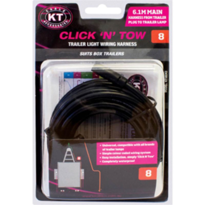 "KT C'N'T 5P to 4P Main Wire Harness 6.1M, waterproof trailer wiring compatible with all brands, easy installation."