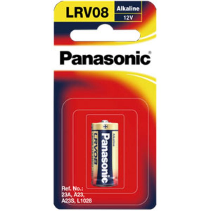 Panasonic 12V Micro LRV08/23A Alkaline Battery, compact and versatile for remote controls, smoke detectors, and toys.