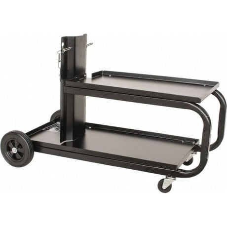 ProEquip Universal Welding Cart with sturdy steel design, ample storage, and capacity for F-size gas bottle, ideal for transport.