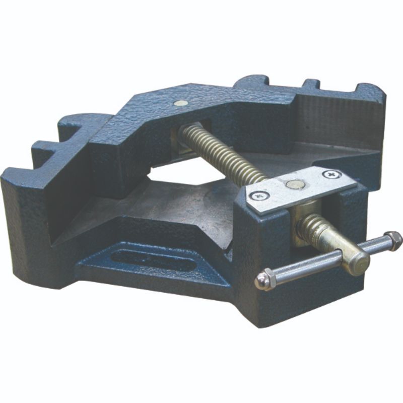 ProEquip Welders Angle Clamp Vice, a durable 2-axis tool for precise 90° welding, featuring a 105mm jaw and copper-plated screws.