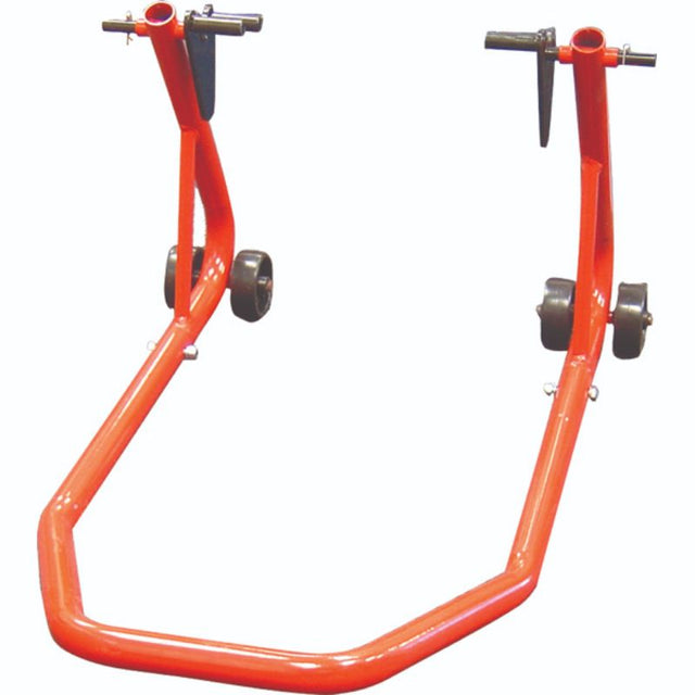 ProEquip Manual Motorcycle Stand lifting dual swing arm bikes, 300kg capacity, 380mm height for easy maintenance and storage.