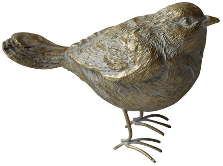 Elegant 14cm gold bird ornament by Rembrandt, perfect for adding whimsy to shelves or tables in any decor style.