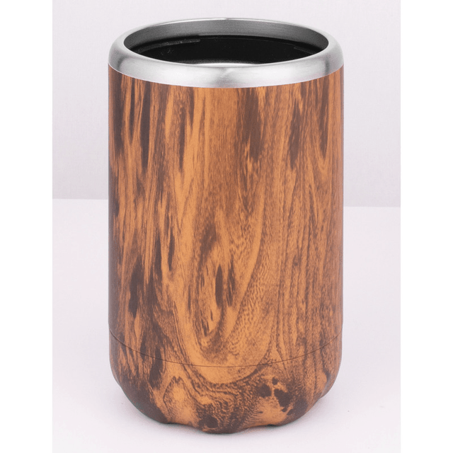 Avanti Double Wall Insulated Can Holder in Woodland design, keeps drinks chilled without condensation, perfect for outdoor activities.