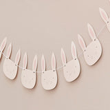 Easter bunting featuring 10 pink and white bunny flags on 2m twine, perfect for festive indoor and outdoor celebrations.