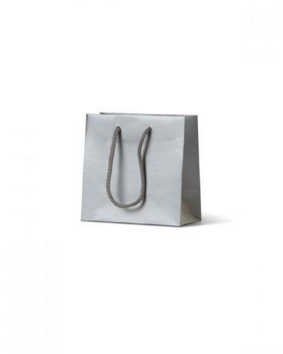 Stylish matte bronze paper bags with rope handles, ideal for gifts, candles, and trinkets; pack of 50 units.