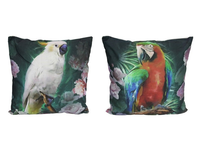 Bird and flower cushion set (45cm) featuring vibrant designs, ideal for home decor and outdoor seating comfort.