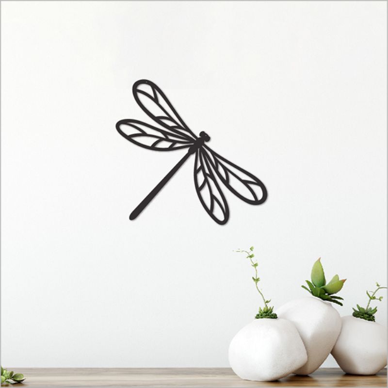 Black acrylic dragonfly wall art, 13.6cm x 9.1cm, adds elegance and nature-inspired decor to any space.