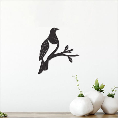 Black acrylic wall art depicting a Kereru, 11.8cm, perfect for stylish home decoration and showcasing New Zealand wildlife.