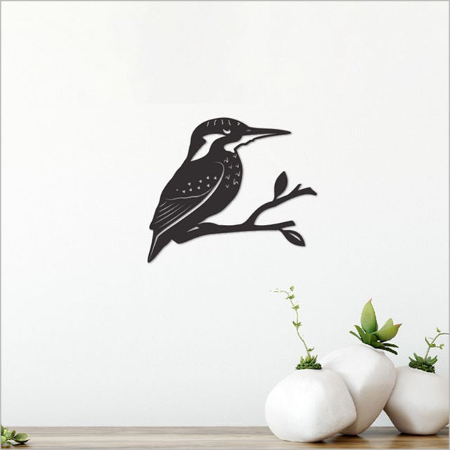 Black Acrylic Kingfisher wall art measuring 11.2cm, perfect for enhancing modern home decor with natural elegance.