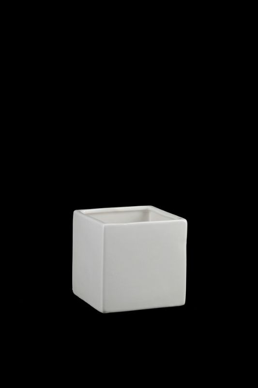 Set of 36 white ceramic glazed cubes, perfect for planters or storage, featuring a modern, waterproof design.