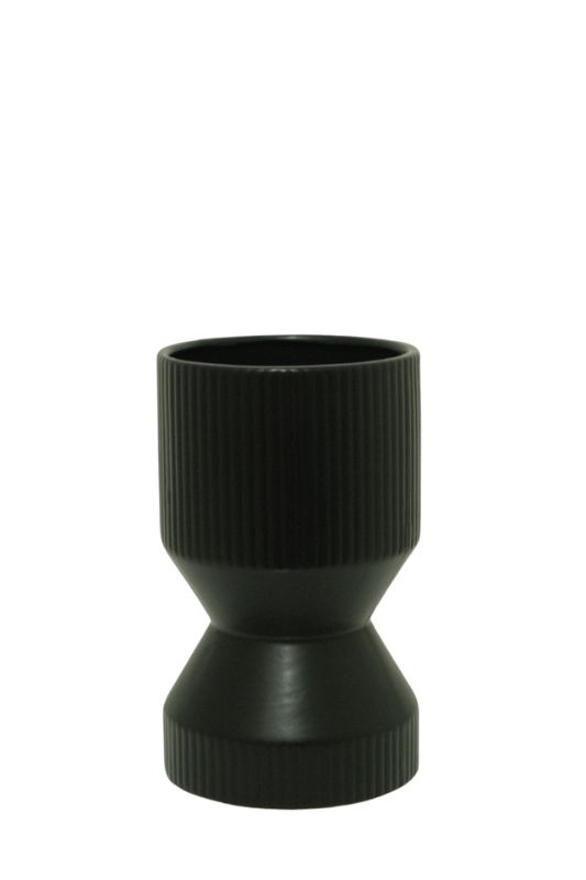 Set of 8 elegant white ceramic vases with a matte finish and ribbed design, perfect for modern decor and floral displays.