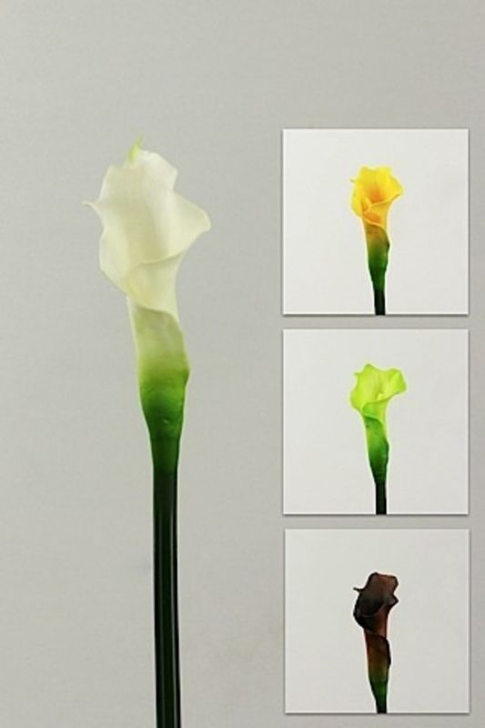 Set of 24 vibrant lime artificial small calla lilies, perfect for elegant decor and effortless arrangements.