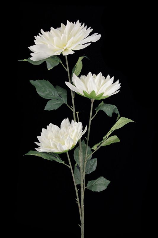 Set of 5 artificial white giant dahlias, 125cm tall, perfect for elegant floral arrangements and home decor.